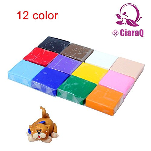 CiaraQ 12 Blocks Polymer Clay Oven Baked Colorful Modelling Moulding