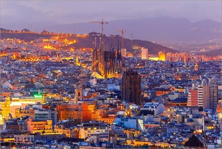 Posterlounge Acrylglasbild 30 x 20 cm: Luftaufnahme von Barcelona von Editors Choice - Wandbild, Acryl Glasbild, Druck auf Ac