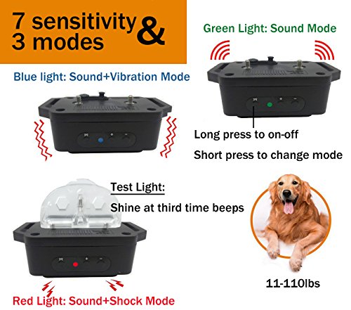 MASBRILL Rechargeable No Bark Collar-Upgrade 2018 Waterproof Stop Barking Devices for Small Medium Large Dogs-Adjustable 7 Levels with 3 modes- Safe, Human and effective to control Bark(11-110lbs)