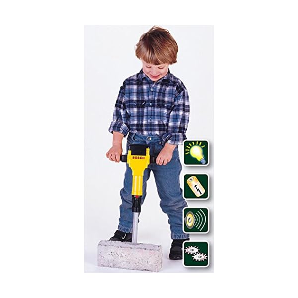 Theo Klein 8405 Bosch Presslufthammer | Batteriebetriebene Auf- und Abwärtsbewegung des Bohrmeißels | Mit Motorsound und Blinklicht | Maße: 28 cm x 7 cm x 50 cm | Spielzeug für Kinder ab 3 Jahren – Bild 5