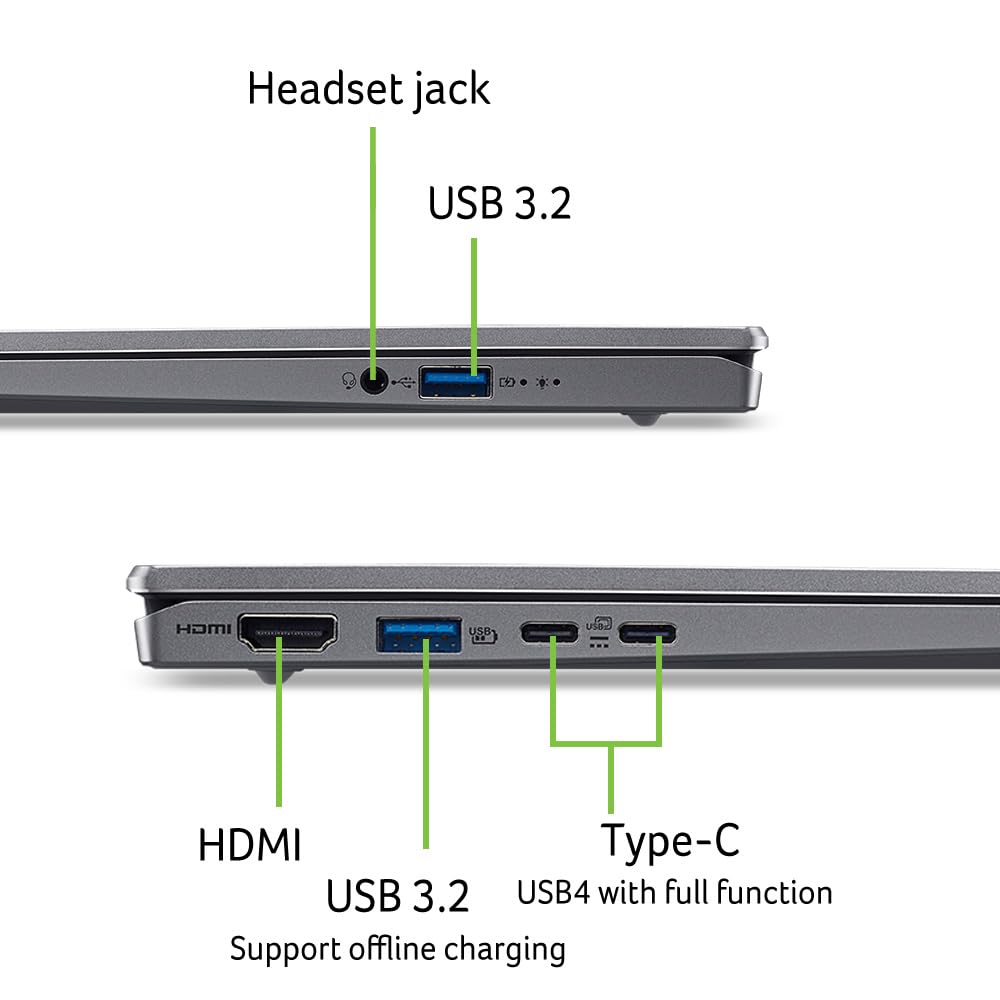 acer Swift Go 14 AI OLED (SFG14-64-R3EW) KI Laptop, Copilot+ PC, 14" WUXGA OLED Display, AMD Ryzen Al 7 350, 16 GB RAM, 512 GB SSD, AMD Radeon 860M, Windows 11, QWERTZ Tastatur, Silber 5
