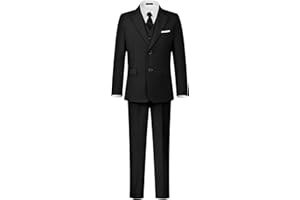 Saruit Boys' Formal Suits Set Dresswear Tuxedo Suit Adjustable Waist with Suspenders Teen Boy Dress Clothes