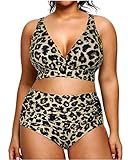 Yonique Womens Plus Size Bikini High Waisted