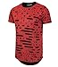 Ucky bird Mens Hipster Hip Hop Elong Round Hemline Crewneck Holes Design T-Shirt（05-3）