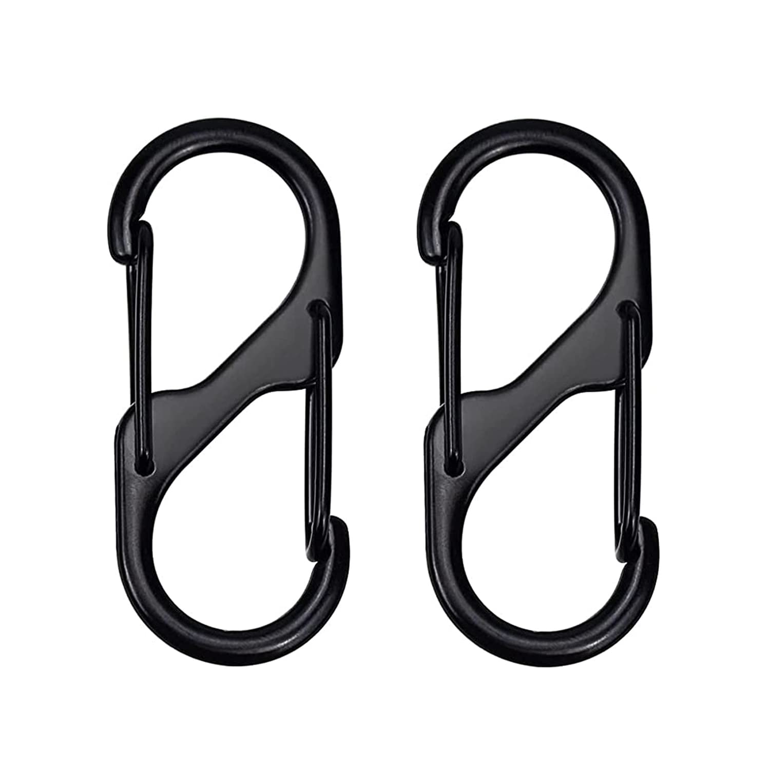 JIEOU Pack of 15 S Carabiner Clips, Zinc Alloy Dual Spring 2 Opening Carabiner, Anti-Rust Durable Snap Hook Backpack Buckle Clasps, Keyring Clips, S Type Buckle Clip for Outdoor Camping, Hiking