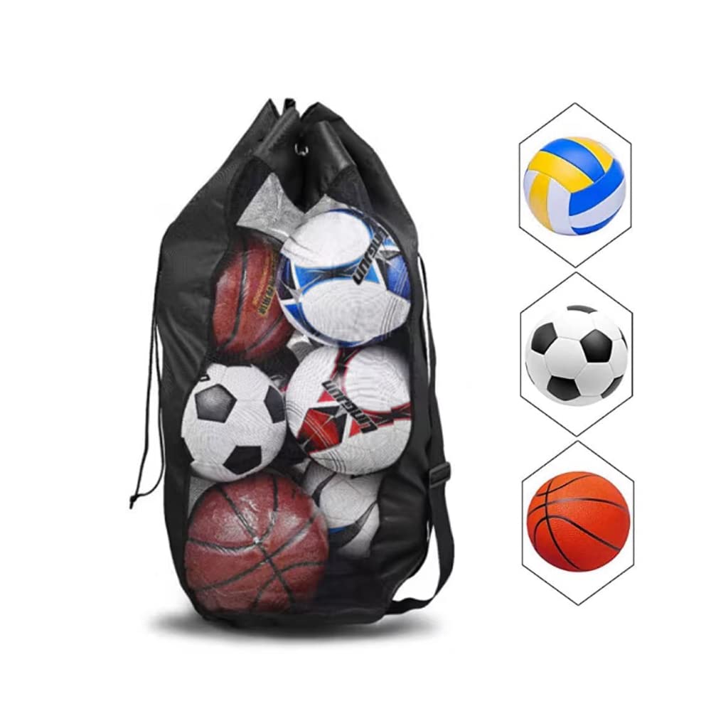 iNelihoo Extra Large Mesh Sports Ball Bag,Adjustable Drawstring Waterproof Soccer Storage Bag,Shoulder Strap Net Carrying Bag for Sports Including Basketball,Volleyball,Football