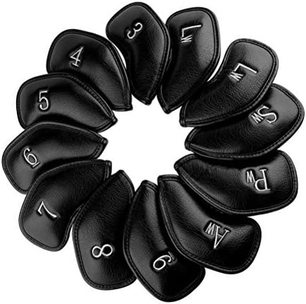 Coxtech 12pcs Thick Synthetic Leather Golf Iron Head Covers Set Golf Club Headcovers Protector For Titleist Callaway Ping Taylormade Cobra Nike Men Women