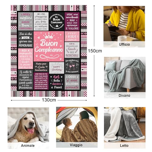 Yesbird Women's Birthday Gift, Best Friend Birthday Gift, Happy Birthday, Birthday Gift for Mother/Daughter/Sister/Girl/Wife/Grandma, Gift Ideas for Women Birthday Useful Blanket 130 x 150 cm