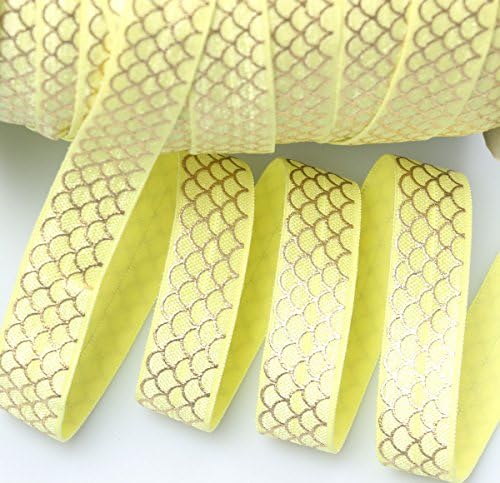 TopHunter 5/8 Inch 10 Yds Fold Over ElASTIC Strips Stretch FOE Ribbon For Hair Tie Hair Band Headband Accessories,Pinapple