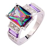 Psiroy Women's 925 Sterling Silver 6cttw Rainbow Topaz Filled Ring