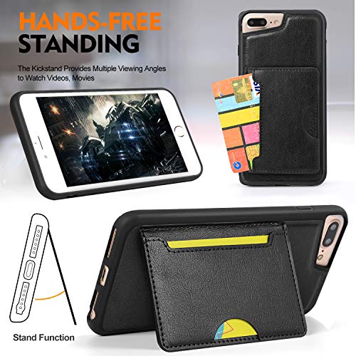 Cornmi Wallet Case Compatible for iPhone 8 Plus,iPhone 6/7 Plus Cover,Detachable Leather Cover 13 Card Slots,Wristlet,Shoulder Strap Handbag Purse Flip Cover Stand Slim Lightweight Mirror case