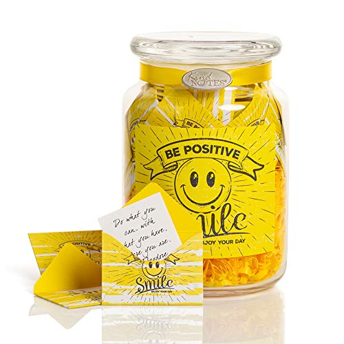KindNotes Glass Keepsake Gift Jar with Inspirational Messages - Be Positive