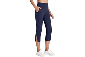 Women's Yoga Capri Pants Tummy Control High Waisted Golf Capris with Pockets Comfy Lightweight Cropped Leggings