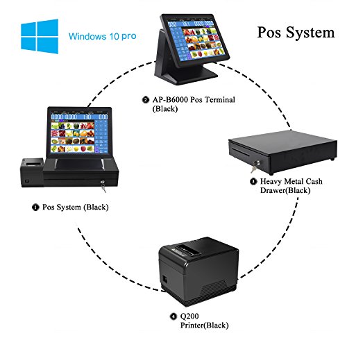 ZHONGJI All in One Retail Bundle Point of Sale System - Includes AP-B6000 Touch Screen PC, Windows10 Pro OS, Thermal Receipt Printer, Steel Cash Drawer - Thumbnail 3