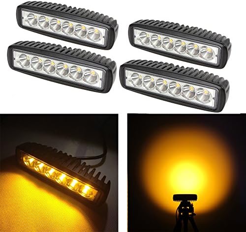 IOV LIGHT 4pcs 6 Inch 18w Amber Fog Lights Spot Beam DC 9-32V IP67 3000k 1200LM 18w Amber Fog Light Bar for Truck Offroad Jeep ATV SUV Boat 4x4