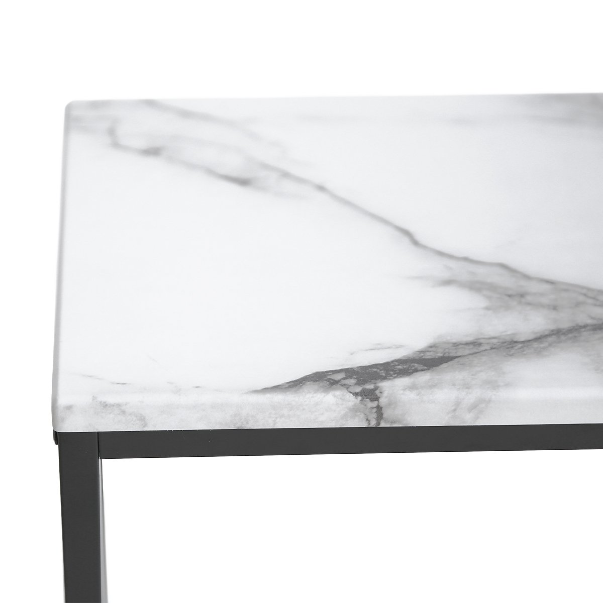 Roomfitters Sofa Console Table Marble Print Top Metal Frame Accent