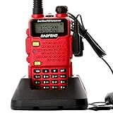 Two Way Radio,Baofeng Walkie Talkie UV-5R5 5W Dual-Band Two-Way Ham Radio Transceiver UHF/VHF 136-174/400-520MHz,65-108MHz FM with Upgraded Earpiece,Built-in VOX Function,Battery,Charger - Red