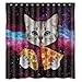 Cat Shower Curtain, Polyester Fabric Bathroom Shower Curtain Special Pattern (Cat Eating Pizza)