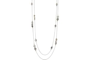 BULINLIN Layered Silver Long Necklace for Women Turquoise Stone Beaded Strand Sweater Chain Necklaces Fashion Costume Jewelry Gifts for Mom