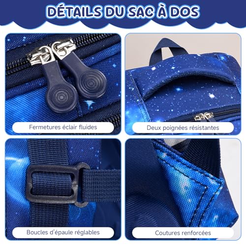 Amythe CP-CM2 Boys Reflective School Bag | Ergonomic Children's Backpack Chest Strap 6-12 Years Waterproof 25L Blue