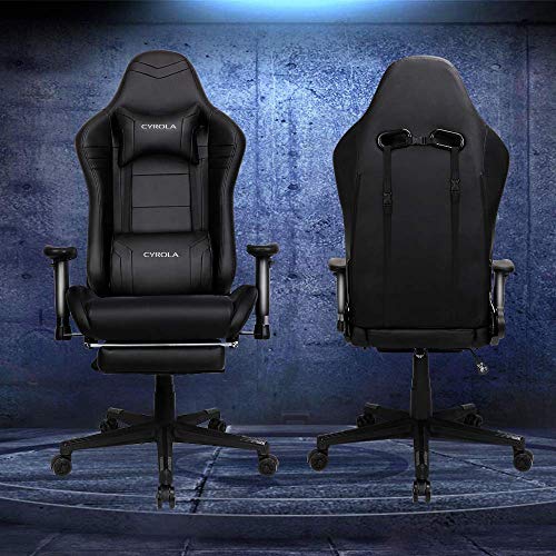 Cyrola Large Gaming Chair with Footrest High Back Adjustable Armrest Heavy Duty PC Racing Gaming