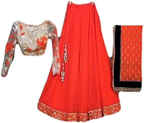 Lehenga Salwar New Anarkali Style For Party,Wedding or Festival Wear Embroidery Salwar Suit/Gown (Red Color _Free Size)-98