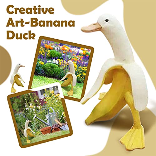 JACE Banana Duck Garden Statue, Cute Peeled Banana Duck Art Decorative