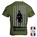 Down Range (Soldier and US Flag) Mens T-Shirt - American Warrior Collection X-Large OD Green