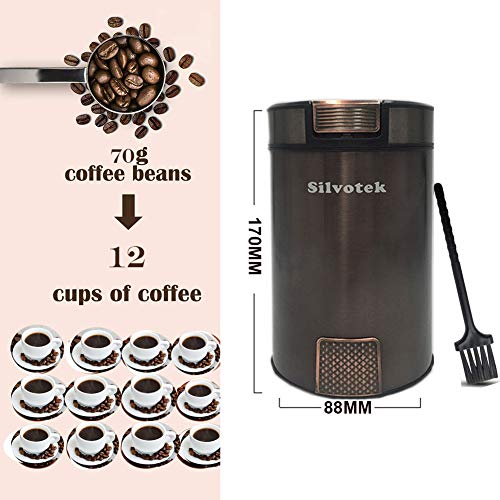 Elektrische Kaffeemühle - 200W Kaffeemühle Edelstahl Elektrische mit 70g Kapazität,Lebensmittelqualität… – Bild 3