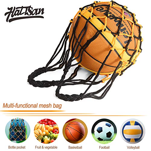 image for Hatisan 3Pcs Durable Mesh Storage Sports Ball Holder, Multifunctional 