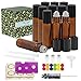 Glass Roller Bottles - 10ml, 12 Pack, Amber by Mavogel, Stainless Steel Roller Balls, Essential Oil Opener, Bottle Brush, Droppers, Funnel, and Labels Included