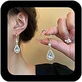 Erimberate Bohemian Crystal Water Drop Earrings Gold Teardrop Hollow Cz Earrings Crystal Oval Dangle Earrings Geometry Teardrop Rhinestone Earrings Jewelry for Women