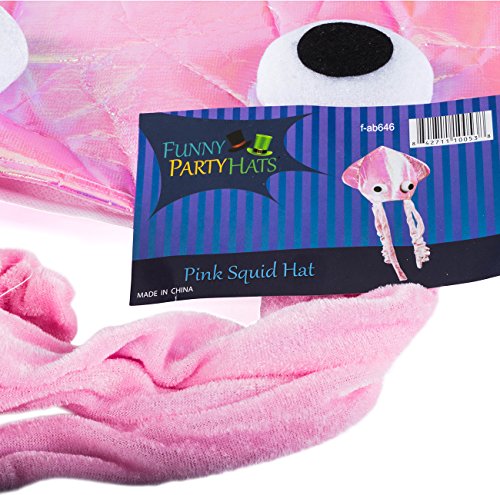 Squid Hat - Funny Fun and Crazy Hats in Many Styles - Funny Party Hats (Shiny Pink Squid Hat)