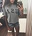 SweatyRocks Women's Letter Print Crop Tops Summer Short Sleeve T-Shirt Grey M
