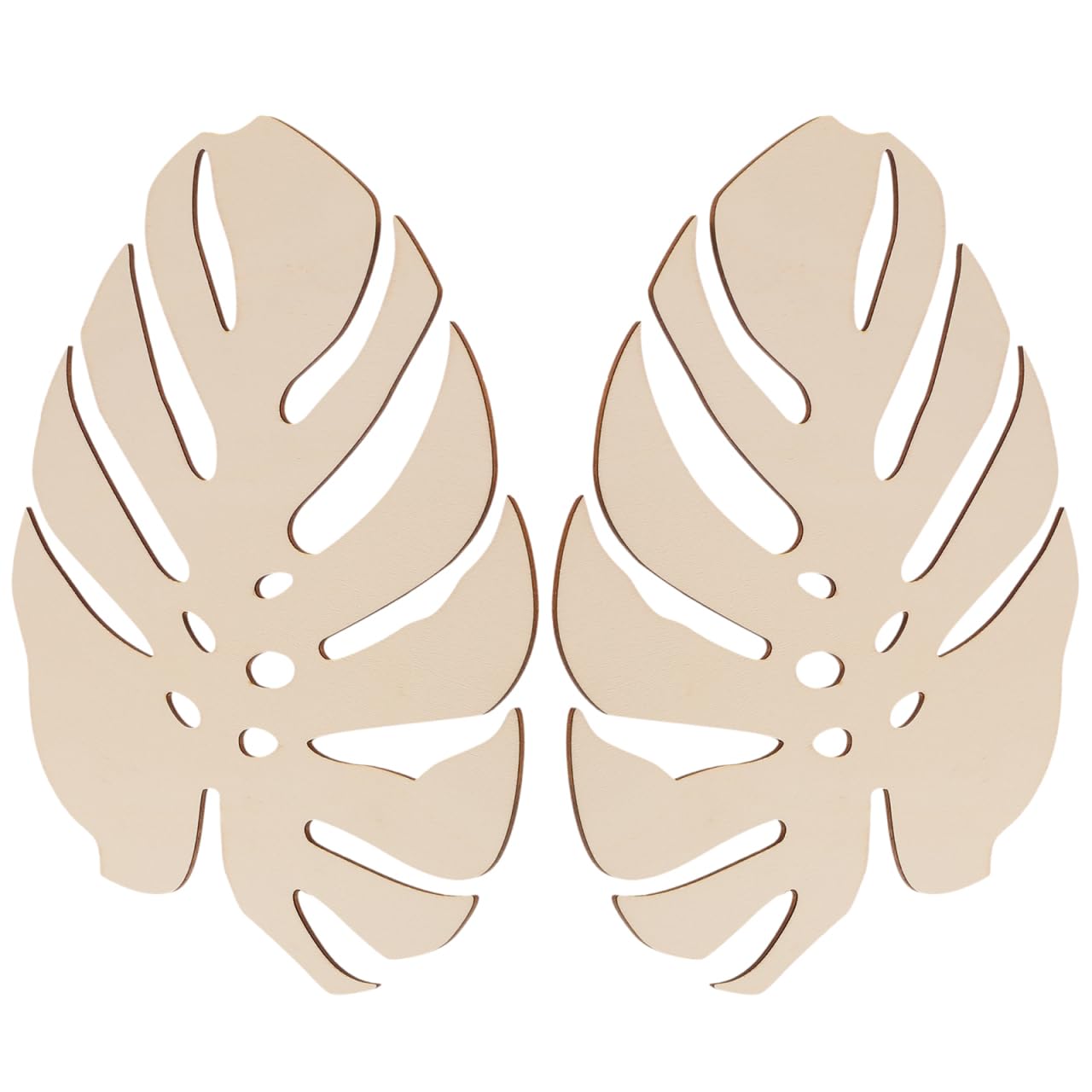 Housoutil 2 pcs Wooden Monstera unpainted Leaf Shaped Wooden Cutouts Unfinished Blank Leaf Shaped Cutouts Palm Leaves Decor Wood Decor Miniature Wood Cutout DIY Project Decoration Plant