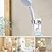 Adjustable shower head holder wall mount bracket with 2 hanger Hooks, Aluminum,Super Heavy Duty, strong adhesive for Bathroom,No-Damage Hanging Strips,Better than Suction Cups(Sliver)