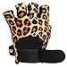 Contraband Pink Label 5297 Womens Design Series Leopard Print Lifting & Rowing Gloves (Pair) - Lightweight Vegan Medium Padded Microfiber Amara Leather w/Griplock Silicone (Orange/Black Small)
