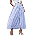 Lalagen Women's Striped Front Slit Ankle Length Button Front High Waist Maxi Skirt