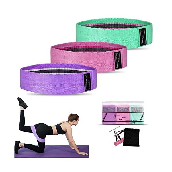 Resistance Bands [Set of 3], Fabric Resistance Hip Bands Set with 3 Resistance Levels for Hips & Glutes,Workout Booty…