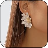 Flower Earrings Daisy Floral Earrings Pink White Green Flower Stud Earrings Jewelry for Women