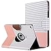 ULAK iPad Air 2 Case, 360 Degrees Rotating Stand Case Synthetic Leather Cover for Apple iPad Air 2 (2014 Release) with Automatic Wake/Sleep Function-Rose Gold/Minimal Stripes