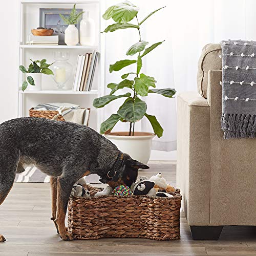 Bone Dry Pet Storage Collection Bone Shape Hyacinth Toy Basket, Dark