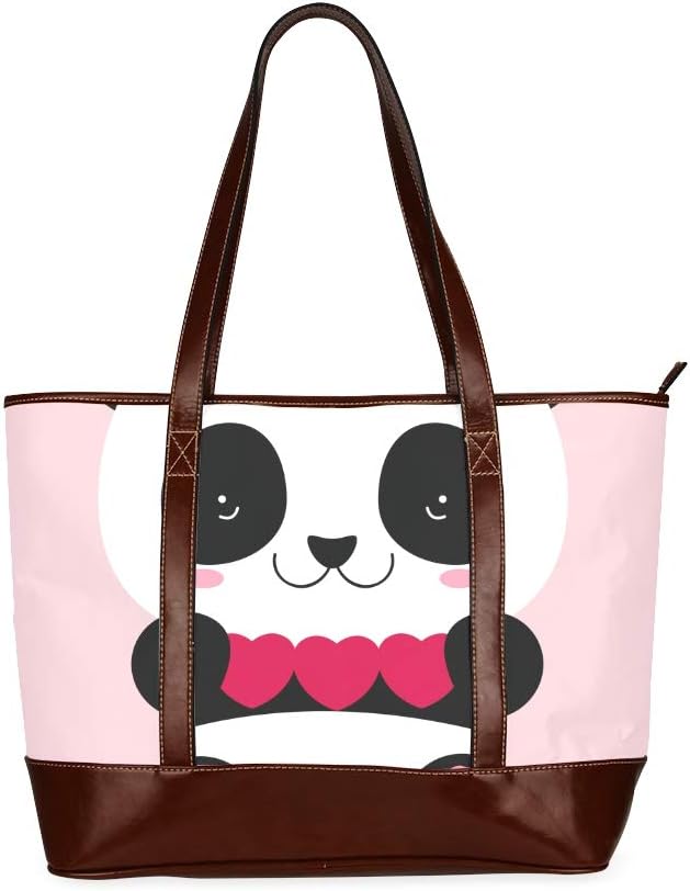 Tote Bags Cute Panda Holds Hearts Love Friendship Travel Totes Bag