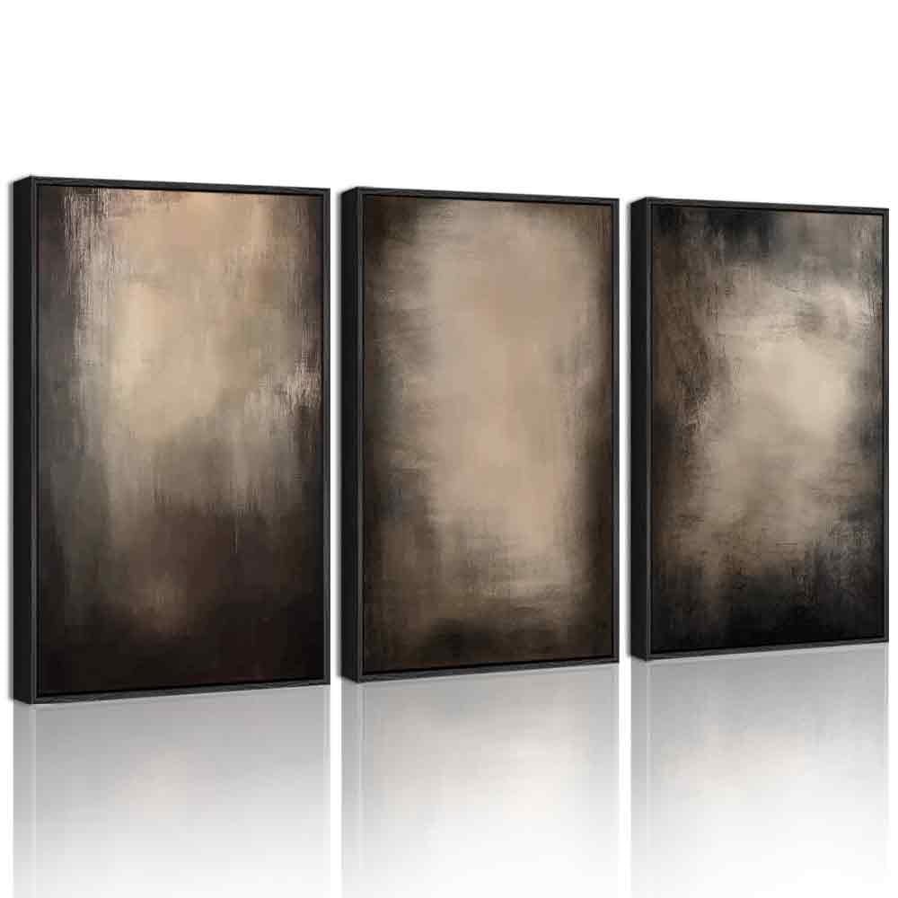 phopago abstract framed wall art large 16x24in earthy in deep brown and beige tones modern art decor