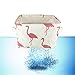 Small Foldable Storage Basket Canvas Fabric Waterproof Organizer Collapsible and Convenient for Nursery Babies Room with Handle (Flamingo)