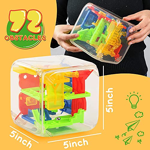 3 otters 2PCS 3D Puzzle Toys, 138 Obstacles Maze Ball Cube Maze Ball 72 Obstacles Puzzle Ball Interactive Maze Game with Education Toy for Kids Adults