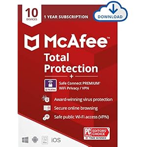 McAfee Total Protection with Safe Connect VPN 2022 | 10 Device | Antivirus Internet Security Software, VPN, Password…