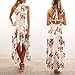 ZESICA Women's Halter Neck Floral Printed High Low Beach Party Maxi Dress, White, Small