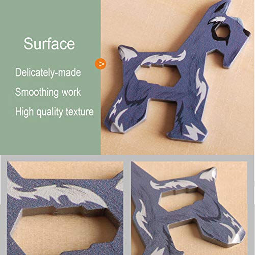 Keychain Multi-Tool EDC Mini-Tool 10-in-1 Key Tool (Bottle Opener Screw Driver 5/5.5/6/7/8mm Wrench) Stainless Steel (key chain size, schnauzer) - Thumbnail 2