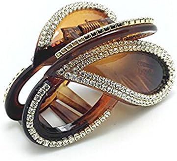 Sumddy Women Elegant Butterfly Hairpin Large Fancy Rhinestones Claw Clip Jaw Clips for Thick Hair (Brown)